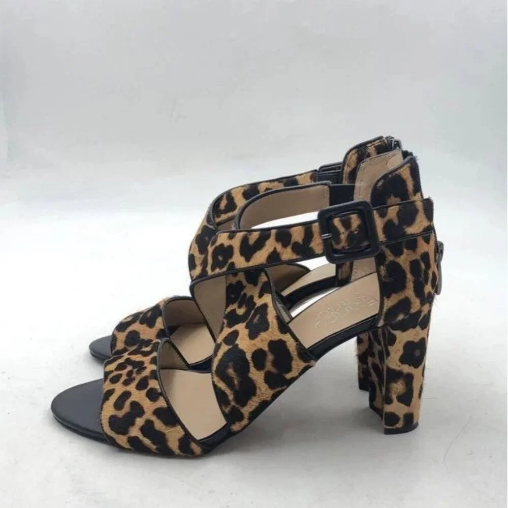 Franco Sarto Women's Cheetah Print Strappy Block Heels - Size 8.5M - Picture 3 of 8